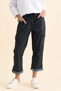 Navy Clothing: Cindy Dark Blue Denim Cargo Pants