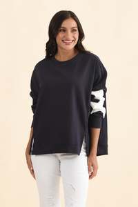 Navy Clothing: Saskia Navy Cotton Blend Sweatshirt