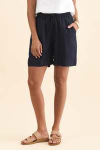 Navy Clothing: Nirah Navy Linen Pocket Shorts