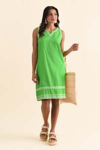 Lyndal Green Embroidered Cotton Dress