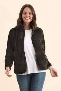 Ackerley Dark Green Faux Fur Jacket