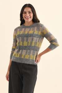 Ciara Camel Stripe Mohair Wool Knit Jumper
