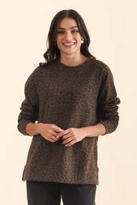 Matching Sets: Jayden Brown Leopard Crew Sweatshirt