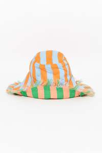 Fray Green Stripe Cotton Wide Brim Hat