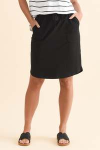 I Body Shape: Black Cotton Drawstring Skirt