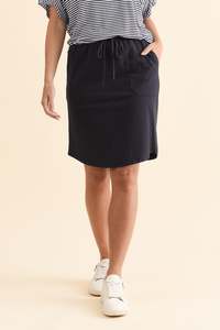 I Body Shape: Navy Cotton Drawstring Skirt
