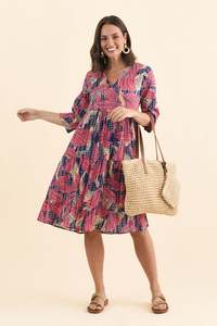 Cruise Wear: Milana Pink Lily Crinkle Cotton Dress