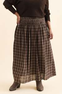 Plus Size Skirts: Coco Chocolate Check Cotton Skirt