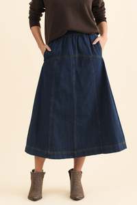 Plus Size Skirts: Dayton Dark Blue Denim Skirt