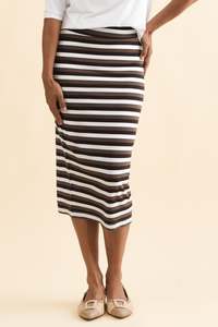 Plus Size Skirts: Brown Stripe Bamboo Maxi Tube Skirt