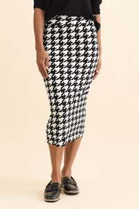 Plus Size Skirts: Black Houndstooth Bamboo Maxi Tube Skirt