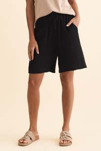 Basic Shorts: Santi Black Drawstring Shorts