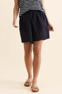 Astoria Navy Linen Drawstring Shorts