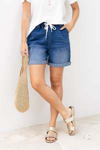 Basic Shorts: Hugo Blue Denim Drawstring Shorts