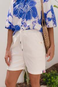 Basic Shorts: Hugo White Denim Drawstring Shorts