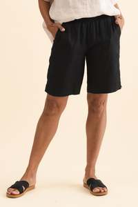 Aster Black Linen Shorts