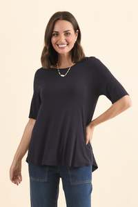 Basic Tees: Buttery Navy Half Sleeve Top