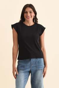 Basic Tees: Cuff Black Ribbed Tee