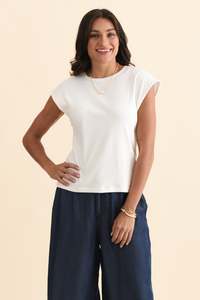 Basic Tees: Cuff White Ribbed Tee