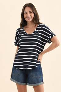 Basic Tees: Toronto Navy Stripe Cotton Tee