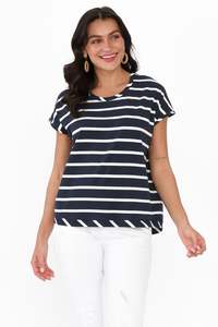 Eddie Navy Stripe Cotton Tee