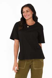 Basic Tees: Relax Black Cotton Tee