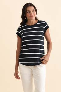 Manly Navy Stripe Cotton Tee