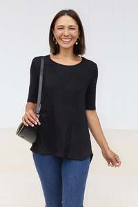 Basic Tees: Maya Black Half Sleeve Tee