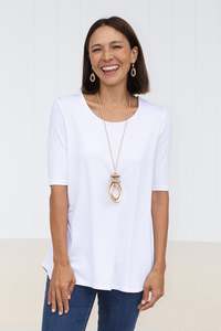 Maya White Half Sleeve Tee