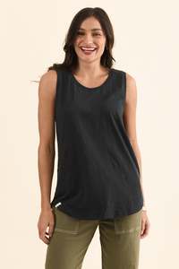 Basic Tank Tops: Black Cotton Scoop Tank