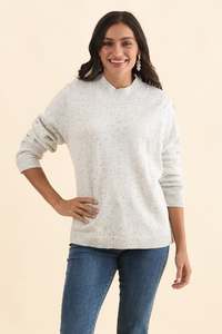 Basic Tops: Carlin Grey Marle Knit Jumper