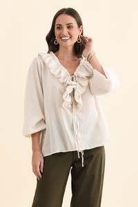 Winifred Natural Cotton Frill Top