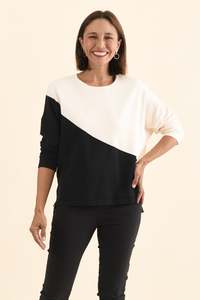 Basic Tops: Mona Black Splice Knit Jumper