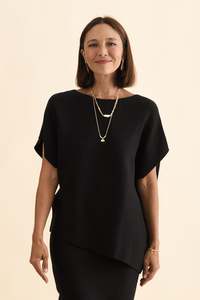 Petra Black Cotton Blend Knit Top