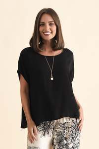 Basic Drape Tops: Sali Black Drape Top
