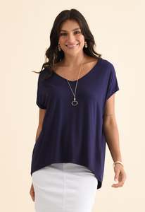 Jenner Navy V Neck Tee