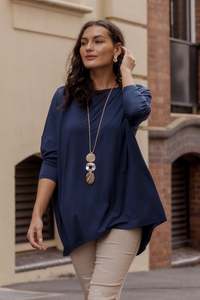 Basic Drape Tops: Anakin Navy Hi Lo Bamboo Top