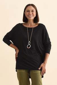 Basic Drape Tops: Anakin Black Hi Lo Bamboo Top