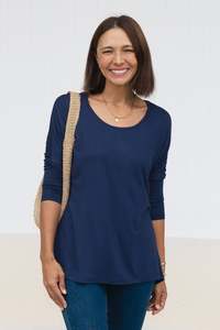 Navy Milan 3/4 Sleeve Top