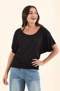 Basic Drape Tops: Black Maui Tee