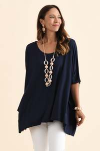 Basic Drape Tops: Sorronda Navy Bamboo Batwing Top