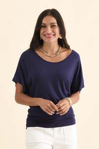 Basic Drape Tops: Navy Maui Tee