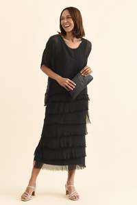 Basic Dresses: Britt Black Silk Layer Dress