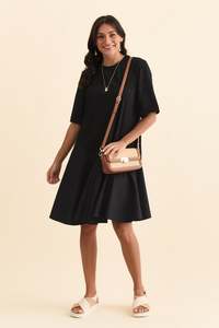 Basic Dresses: Cassidy Black Cotton Swing Dress