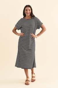 Monica Black Stripe Bamboo Dress