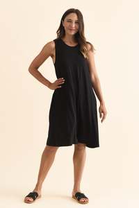 Basic Dresses: Romilda Black Bamboo Tank Dress