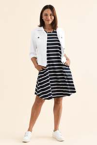 Basic Dresses: Roxanne Indigo Stripe Swing Dress