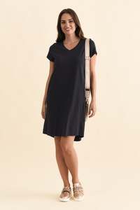 Basic Dresses: Harley Navy Cotton Tee Dress
