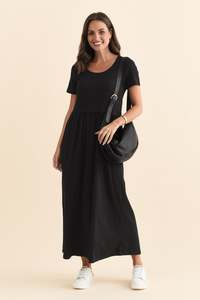 Deidra Black Cotton Pocket Dress
