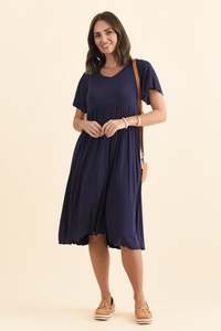 Basic Dresses: Donna Navy Gathered Dress